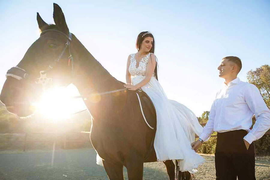 A happy couple on their wedding day
